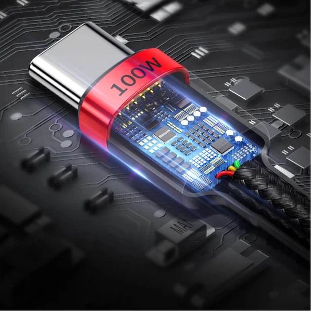 Кабель Baseus Cafule USB-C to USB-C 2m Black (CATKLF-AL91) - Фото 13 Кабель Baseus Cafule USB-C to USB-C 2m Black (CATKLF-AL91) - зображення 13