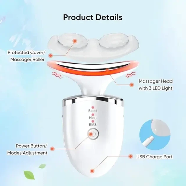 Микротоковый массажер для лица и шеи UWALK Photon Neck Massager White (Model 3201) - изображение 3