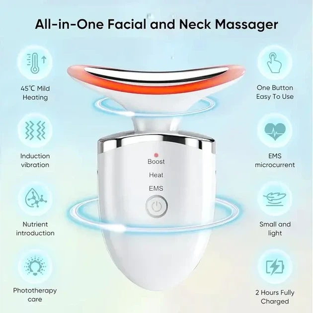 Микротоковый массажер для лица и шеи UWALK Photon Neck Massager White (Model 3201) - изображение 5