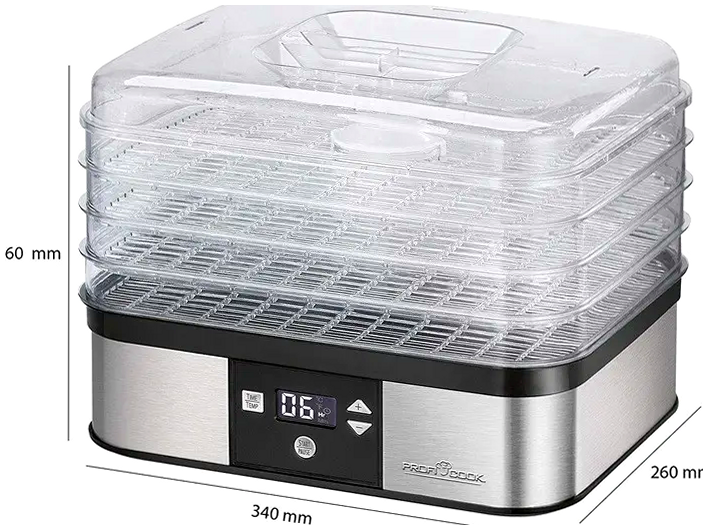 Сушка для овощей и фруктов 4 секции 350 Вт для дома Profi Cook HE0776 - изображение 3