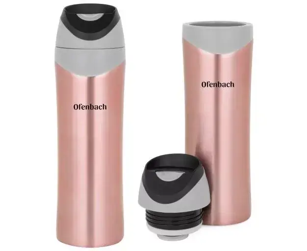 Термокружка Ofenbach NB-101311 450 мл из нержавеющей стали с автостопором, розовая - Фото 1 Термокружка Ofenbach NB-101311 450 мл из нержавеющей стали с автостопором, розовая - изображение 1