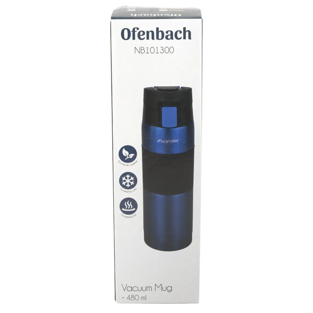 Термокружка Ofenbach NB-101300 480 мл синяя из нержавеющей стали, герметичная, для кофе и чая - изображение 8