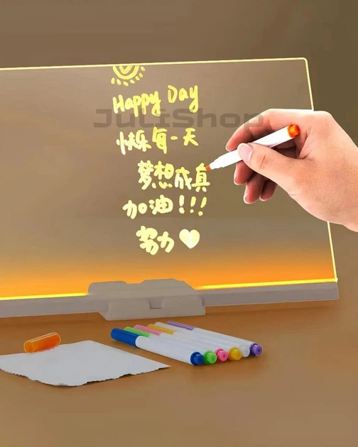 3D LED- нічник, дошка для малювання та нотаток 20×20 см з підсвіткою, маркерами та USB живленням - зображення 2