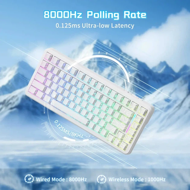 Бездротова магнітна клавіатура ATTACK SHARK X82 PRO HE White (2.4G/Bluetooth/USB type-c) RGB Підсвічування - зображення 2