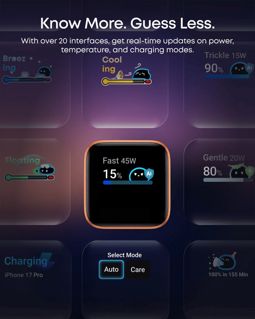 Мережевий зарядний пристрій Anker Nano Charger - USB-C 45W Smart Display Black (A2692L11) - Фото 6 Мережевий зарядний пристрій Anker Nano Charger - USB-C 45W Smart Display Black (A2692L11) - зображення 6
