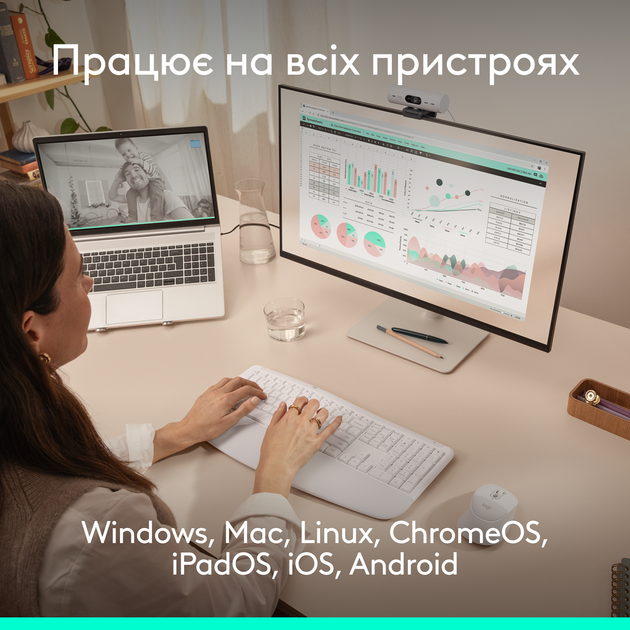 Комплект беспроводной Logitech Signature Comfort Plus Combo MK880 Off-White (920-014033) - Фото 15 Комплект беспроводной Logitech Signature Comfort Plus Combo MK880 Off-White (920-014033) - изображение 15