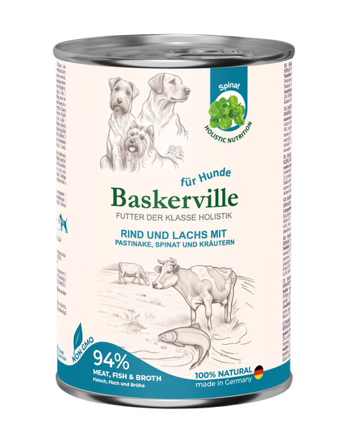 Консервований корм Baskerville Holistic Яловичина та лосось для собак 400 г (4250231541827) - Фото 1 Консервований корм Baskerville Holistic Яловичина та лосось для собак 400 г (4250231541827) - зображення 1