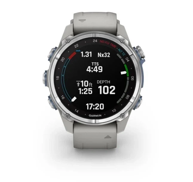 Смарт-годинник GARMIN Descent Mk3 43 mm Stainless Steel with Fog Gray Silicone Band (010-02753-03/04) - Фото 3 Смарт-годинник GARMIN Descent Mk3 43 mm Stainless Steel with Fog Gray Silicone Band (010-02753-03/04) - изображение 3