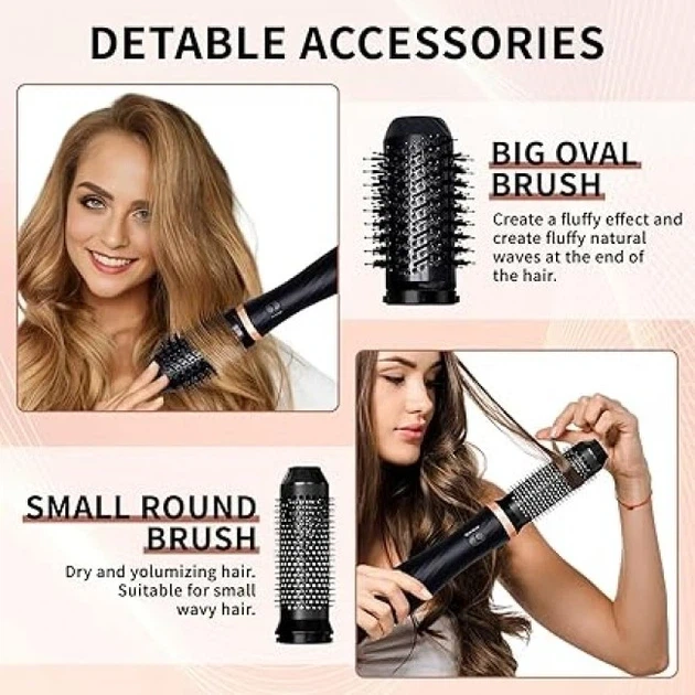 Фен-щетка Airstyler WT-623 6 в 1, 1000 Вт, мультистайлер для укладки волос с 6 насадками, керамика турмалин, ионизация - изображение 6