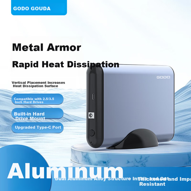 Зовнішній корпус для жорсткого диска GODO 2,5/3,5 дюйма SATA SSD для мобільних пристроїв з твердотільним зчитувачем для настільних комп'ютерів та ноутбуків - зображення 4