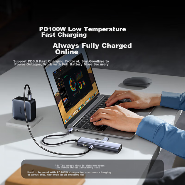 Док-станция расширения UGREEN Type-C, HDMI-концентратор, HDMI-конвертер, разветвитель Ethernet 4K 60 Гц, кардридер, совместим с Huawei, Apple MacBook Air, Thunderbolt 4. - изображение 8