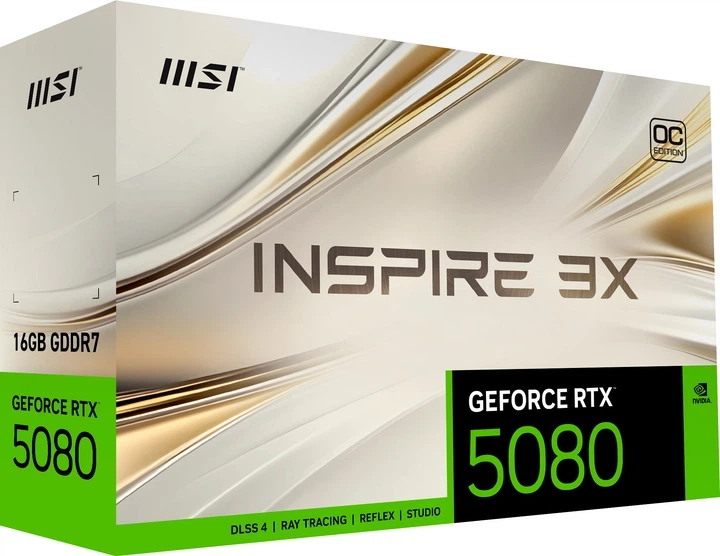 Відеокарта MSI PCI-Ex GeForce RTX 5080 INSPIRE 3X OC 16GB GDDR7 (256bit) (2655/30000) (HDMI, 3 x DisplayPort) (RTX 5080 16G INSPIRE 3X OC) - Фото 2 Відеокарта MSI PCI-Ex GeForce RTX 5080 INSPIRE 3X OC 16GB GDDR7 (256bit) (2655/30000) (HDMI, 3 x DisplayPort) (RTX 5080 16G INSPIRE 3X OC) - изображение 2