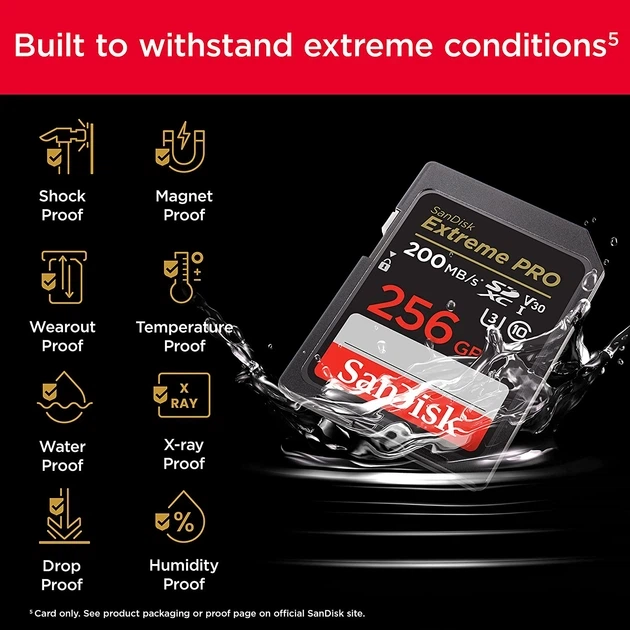 Карта пам'яті SD 256Gb SanDisk Extreme PRO class 10 UHS-I U3 V30 (SDSDXXD-256G-GN4IN) - изображение 6