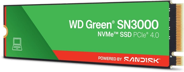 SSD диск Western Digital Green SN3000 1TB M.2 2280 NVMe PCIe 4.0 x4 3D NAND QLC (WDS100T4G0E) - изображение 2