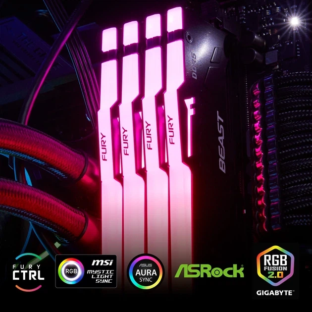 Оперативна памʼять Kingston FURY DDR5-5600 65536MB PC5-44800 (Kit of 2x32768) Beast RGB Black (KF556C40BBAK2-64) - изображение 2