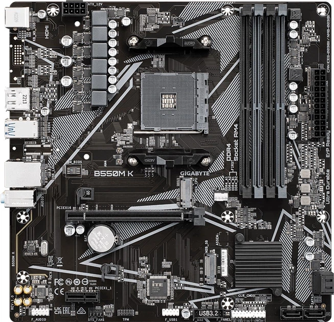 Материнська плата Gigabyte B550M K (sAM4, AMD B550, PCI-Ex16) - Фото 1 Материнська плата Gigabyte B550M K (sAM4, AMD B550, PCI-Ex16) - изображение 1
