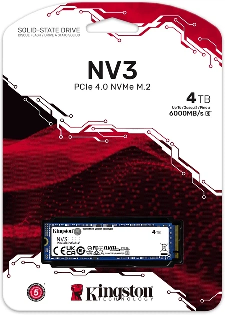 SSD диск Kingston 4TB M.2 PCI Express 4.0 x4 3D QLC (SNV3S/4000G) - Фото 4 SSD диск Kingston 4TB M.2 PCI Express 4.0 x4 3D QLC (SNV3S/4000G) - изображение 4