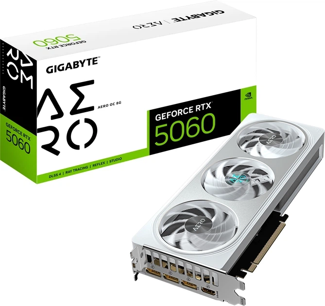 Відеокарта Gigabyte PCI-Ex GeForce RTX 5060 AERO OC 8G 8GB GDDR7 (128bit) (2595/28000) (HDMI, 3 x DisplayPort) (GV-N5060AERO OC-8GD) - Фото 2 Відеокарта Gigabyte PCI-Ex GeForce RTX 5060 AERO OC 8G 8GB GDDR7 (128bit) (2595/28000) (HDMI, 3 x DisplayPort) (GV-N5060AERO OC-8GD) - изображение 2