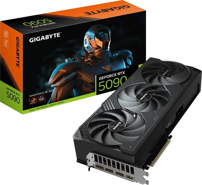 Відеокарта Gigabyte PCI-Ex GeForce RTX 5090 Windforce OC 32GB GDDR7 (512bit) (2467/28000) (HDMI, 3 x DisplayPort) (GV-N5090WF3OC-32GD) - изображение 2