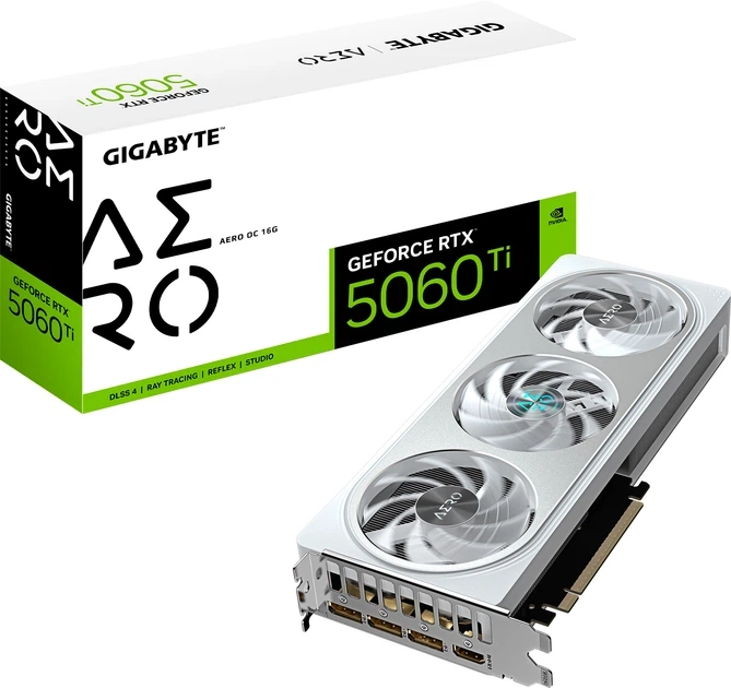 Відеокарта Gigabyte PCI-Ex GeForce RTX 5060 Ti AERO OC 16G 16GB GDDR7 (128bit) (2647/28000) (HDMI, 3 x DisplayPort) (GV-N506TAERO OC-16GD) - изображение 2