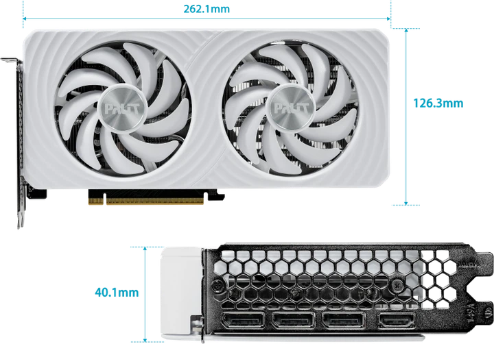 Відеокарта Palit PCI-Ex nVidia GeForce RTX 5060 Ti White OC 16G GDDR7 (128bit) (2407/2602 МГц) (HDMI 2.1b, 3 x DisplayPort 2.b) (NE7506TU19T1-GB2061M) - Фото 9 Відеокарта Palit PCI-Ex nVidia GeForce RTX 5060 Ti White OC 16G GDDR7 (128bit) (2407/2602 МГц) (HDMI 2.1b, 3 x DisplayPort 2.b) (NE7506TU19T1-GB2061M) - изображение 9