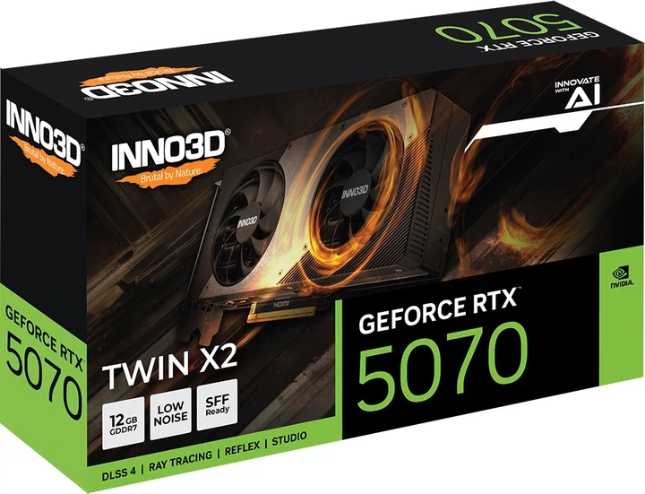 Відеокарта INNO3D PCI-Ex GeForce RTX 5070 TWIN X2 12GB GDDR7 (192bit) (2512/28000) (HDMI, 3 x DisplayPort) (N50702-12D7-195064N) - изображение 2