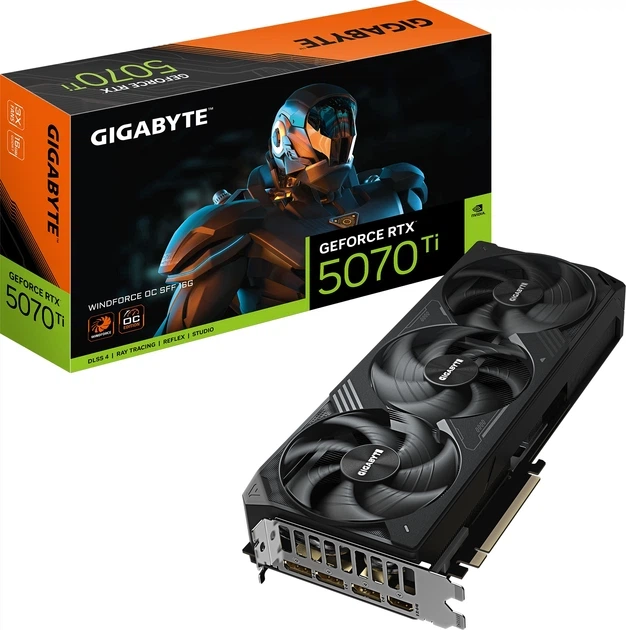 Відеокарта Gigabyte PCI-Ex GeForce RTX 5070 Ti Windforce OC SFF 16GB GDDR7 (256bit) (2497/28000) (HDMI, 3 x DisplayPort) (GV-N507TWF3OC-16GD) - Фото 2 Відеокарта Gigabyte PCI-Ex GeForce RTX 5070 Ti Windforce OC SFF 16GB GDDR7 (256bit) (2497/28000) (HDMI, 3 x DisplayPort) (GV-N507TWF3OC-16GD) - изображение 2