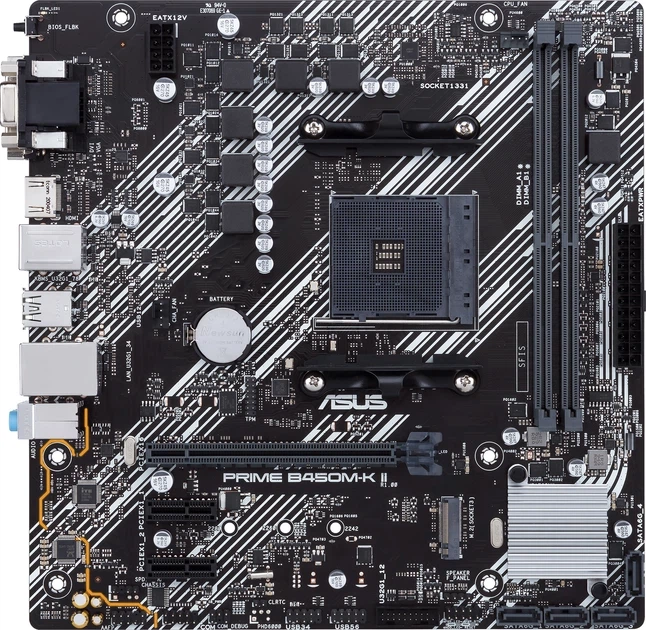 Материнська плата Asus Prime B450M-K II (sAM4, AMD B450, PCI-Ex16) - Фото 1 Материнська плата Asus Prime B450M-K II (sAM4, AMD B450, PCI-Ex16) - изображение 1