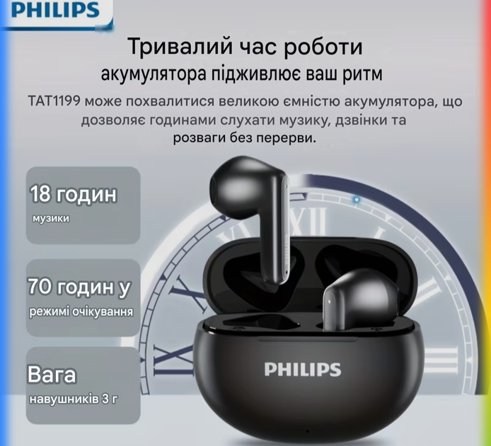 Бездротові навушники philips tat1199 white - изображение 3