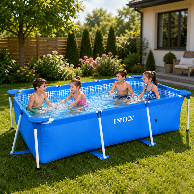 Каркасный бассейн Intex с тентом, семейный прямоугольный бассейн на 3834 л, - изображение 4