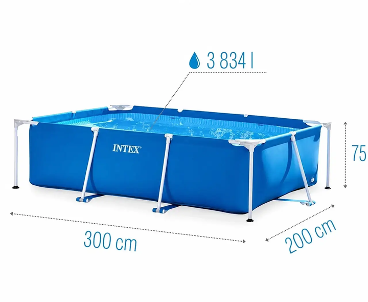 Каркасный бассейн Intex с тентом, семейный прямоугольный бассейн на 3834 л, - изображение 7
