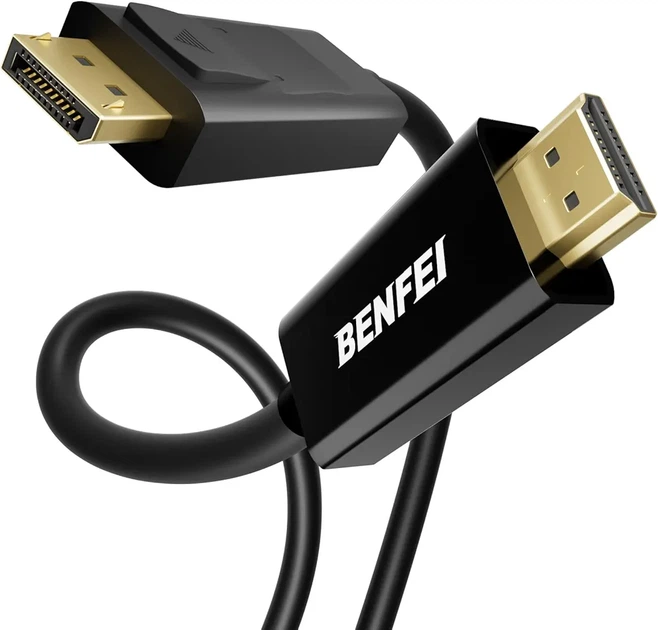 Кабель BENFEI DisplayPort (DP) – HDMI 1.8 м, 4K Ultra HD, позолоченные разъемы, черный - Фото 1 Кабель BENFEI DisplayPort (DP) – HDMI 1.8 м, 4K Ultra HD, позолоченные разъемы, черный - изображение 1