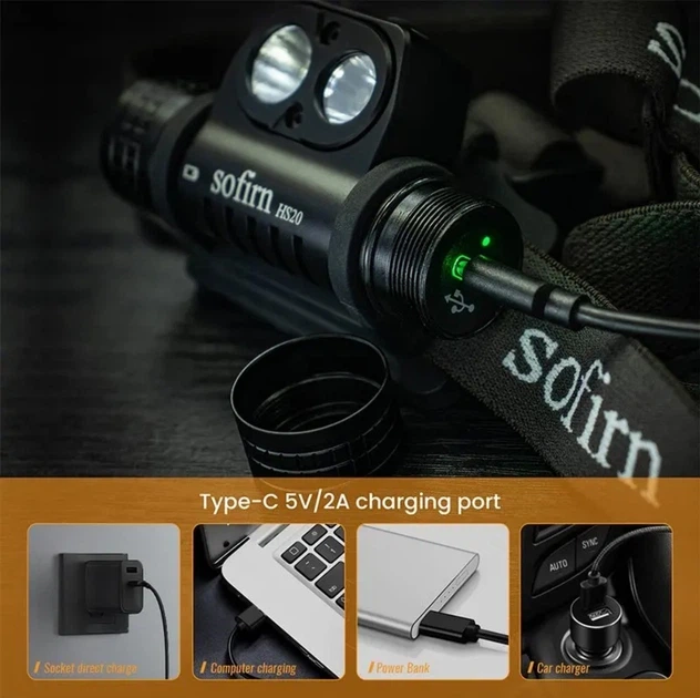 Фонарь налобный Sofirn HS20 XHP50B 5300-5700K + аккумулятор 18650 3000mah Black - Фото 6 Фонарь налобный Sofirn HS20 XHP50B 5300-5700K + аккумулятор 18650 3000mah Black - изображение 6
