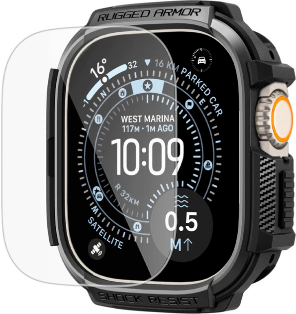 Etui Spigen Rugged Armor & Tempered do Apple Watch Ultra 1 / 2 / 3 (49mm) Black (8800283319217) - Zdjęcie 3 Etui Spigen Rugged Armor & Tempered do Apple Watch Ultra 1 / 2 / 3 (49mm) Black (8800283319217) - obraz 3