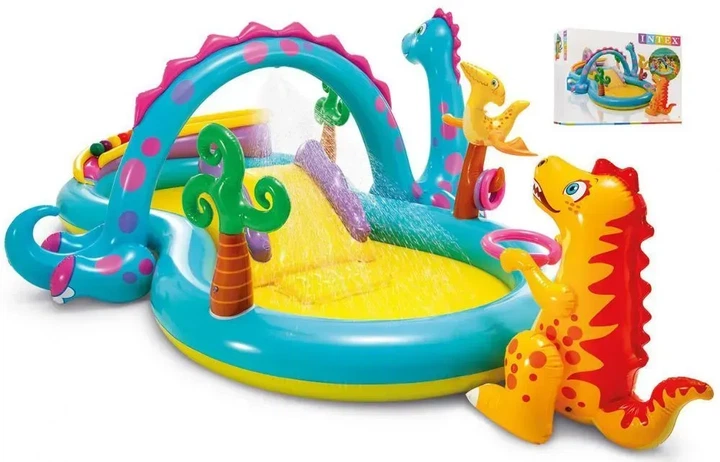 Надувной игровой центр для детей Intex 57135-2 "Планета динозавров", 333 х 229 х 112 см, с шариками 10 шт, подстилкой, насосом, ярким и безопасным надувным пространством для игр. - Фото 6 Надувной игровой центр для детей Intex 57135-2 "Планета динозавров", 333 х 229 х 112 см, с шариками 10 шт, подстилкой, насосом, ярким и безопасным надувным пространством для игр. - изображение 6
