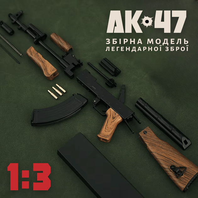 Миниатюрная Металлическая Коллекционная Модель-Сувенир Автомат Калашникова Goat Guns AK-47 1:6 С Полной Разборкой, Подвижными Деталями И Фирменным Комплектом Для Сборки Черный - изображение 2