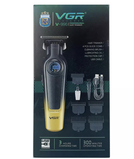 Машинка для стриження VGR V-996 акумуляторний Тример 2000 mAh YELLOW з дисплеєм - зображення 13
