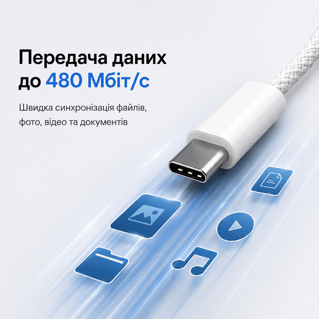 Кабель швидкої зарядки Type-C to Type-C 1 м USB-C плетений, Шнур для зарядки смартфона, планшета, ноутбука, навушників, павербанка - зображення 5