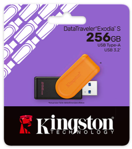 Флеш-накопичувач Kingston USB 3.2 DT Exodia S 256GB Black/Orange + ПОДАРУНОК: Перехідник Type-C - зображення 3