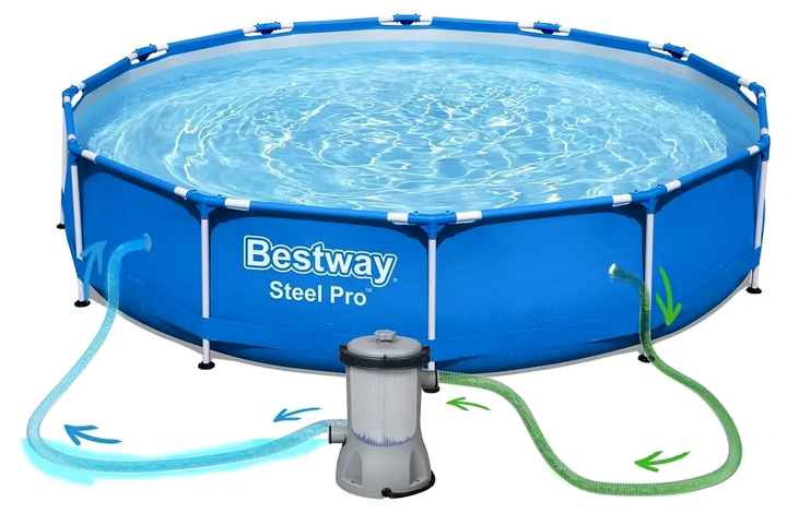 Каркасный бассейн 366 см 6473 л с насосом ПВХ для дачи синий BestWay KT3287 - Фото 8 Каркасный бассейн 366 см 6473 л с насосом ПВХ для дачи синий BestWay KT3287 - изображение 8