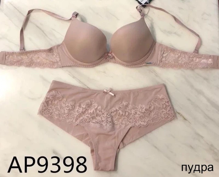 Комплект белья бюстгальтер push-up и бразилианы 9398 Balaloum пудра 75C/M - Фото 4 Комплект белья бюстгальтер push-up и бразилианы 9398 Balaloum пудра 75C/M - изображение 4