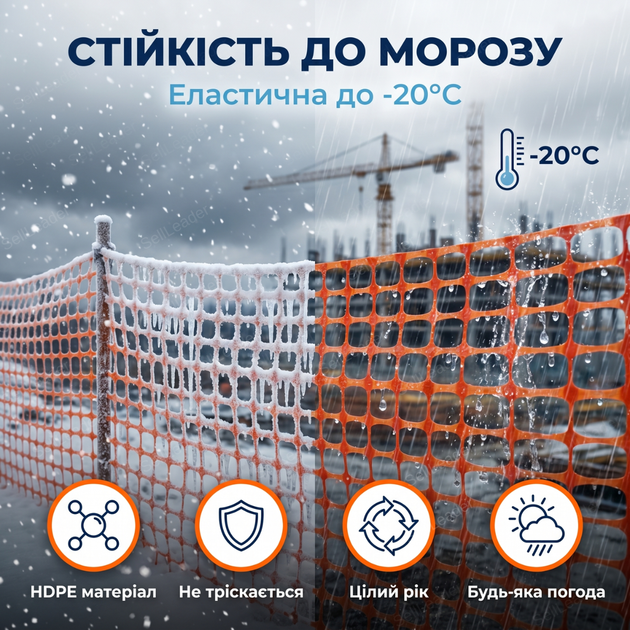 Сигнальная сетка Мастер 1×50м ячейка 90х45мм аварийная для ограждения стройплощадки барьерная оранжевая - Фото 3 Сигнальная сетка Мастер 1×50м ячейка 90х45мм аварийная для ограждения стройплощадки барьерная оранжевая - изображение 3
