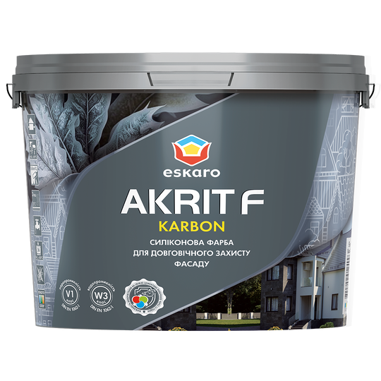 Краска для фасадов Akrit F Karbon TR 2,7л - Фото 1 Краска для фасадов Akrit F Karbon TR 2,7л - изображение 1