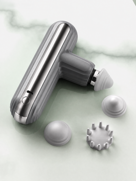 Перкуссионный массажер для тела Mini Massage Gun SK9 – стильный массажный пистолет для мышц, 4 насадки. - изображение 7