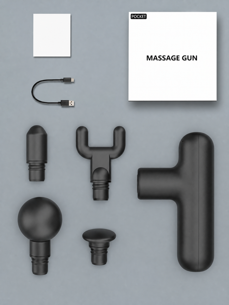 Перкусійний масажер для тіла Massage Gun SK6 — масажний пістолет для м’язів, 4 насадки - изображение 7