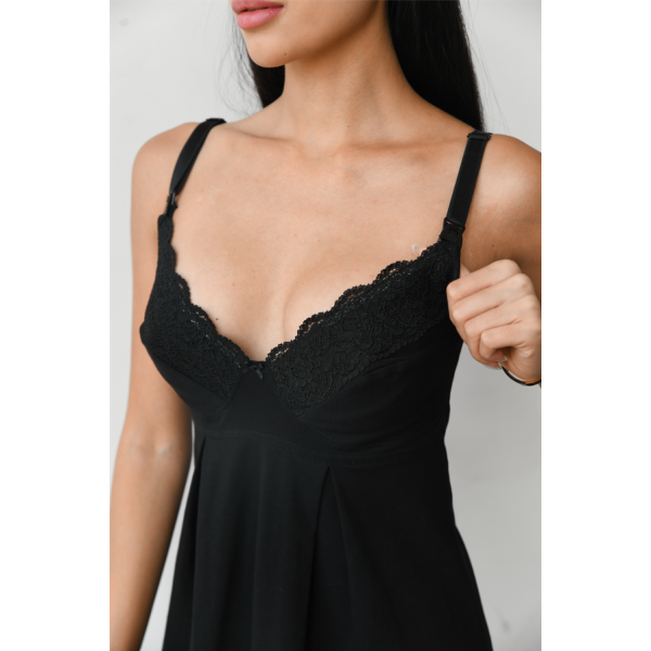 Нічна сорочка для годування Soft&Lace, розмір S (44), Чорна - изображение 7