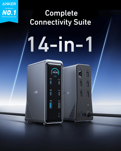 Док-станция Anker Prime Charging Docking Station 14-in-1, Dual Display, 160W Black (A83B63A1) - изображение 2