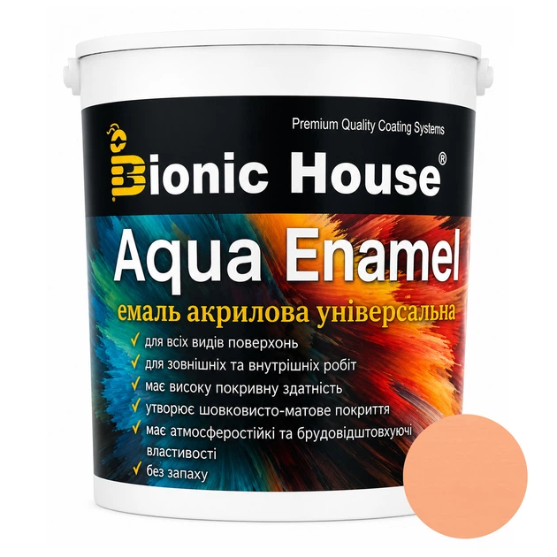 Фарба-емаль для дерева Bionic-House Aqua Enamel 2,5л Корал - Фото 1 Фарба-емаль для дерева Bionic-House Aqua Enamel 2,5л Корал - изображение 1