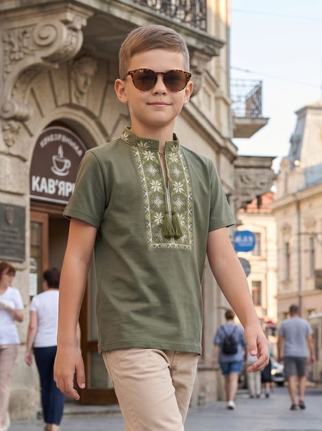 Вишиванка для хлопчика підлітка 140 Хакі LAUNA (716782-140) - Фото 4 Вишиванка для хлопчика підлітка 140 Хакі LAUNA (716782-140) - зображення 4
