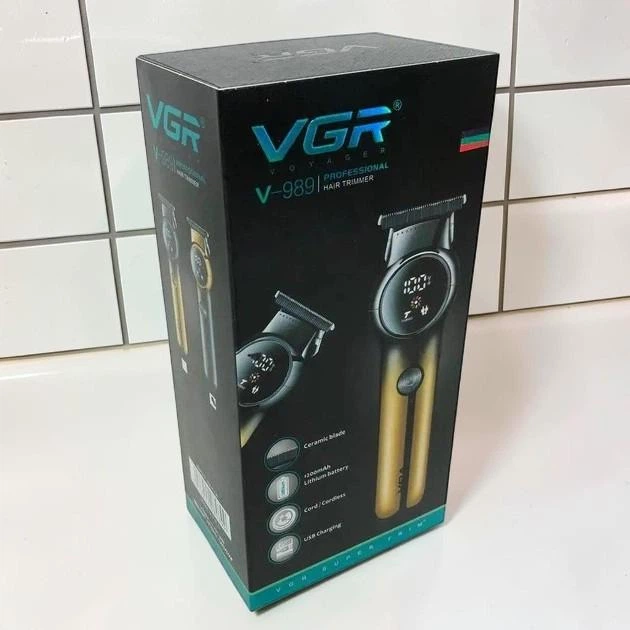 Триммер VGR V машинка для стрижки волос и бороды 5 Вт аккумуляторная с LED экраном, сменными насадками и керамическим лезвием желтый (989) - изображение 7